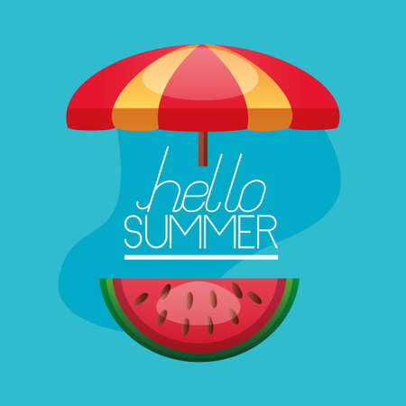 summer time holiday banner umbrella watermelon float vector illustrationのイラスト素材