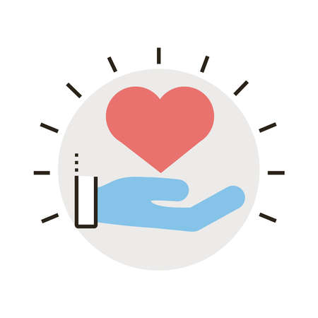 hand lifting heart love symbol line and fill style icon vector illustration designのイラスト素材