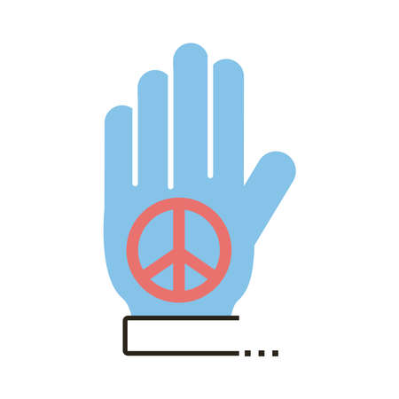 hand lifting peace symbol line and fill style icon vector illustration designのイラスト素材