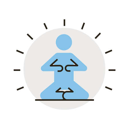 human figure silhouette in lotus position line and fill style icon vector illustration designのイラスト素材