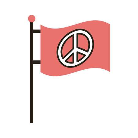 flag with peace symbol line and fill style icon vector illustration designのイラスト素材
