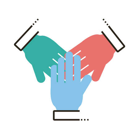hands teamwork line and fill style icon vector illustration designのイラスト素材