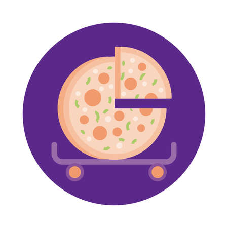 pizza in skateboard block style vector illustration designのイラスト素材