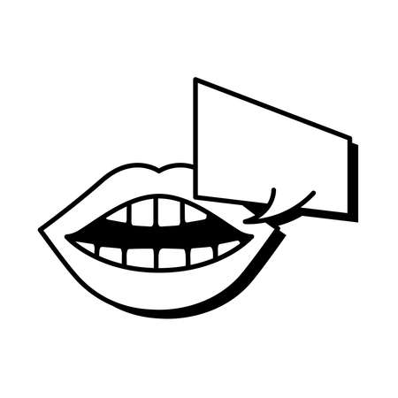 Pop art mouth speaking with speech bubbleline style icon vector illustration designのイラスト素材