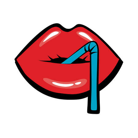 Pop art with straw fill style vector illustration designのイラスト素材