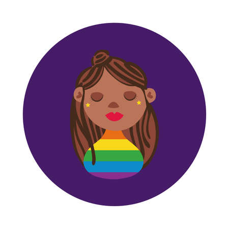 afro lesbian character gay pride block style vector illustration designのイラスト素材