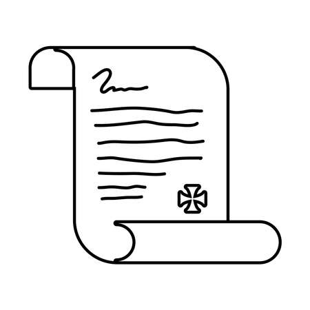 retro paper papyrus with cross columbus day line style vector illustration designのイラスト素材