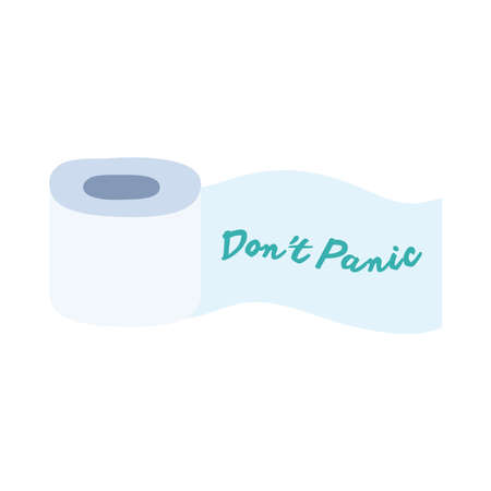 dont panic lettering with toilet paper roll flat style vector illustration designのイラスト素材