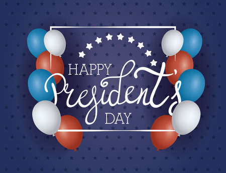happy presidents day balloons helium vector illustration designのイラスト素材