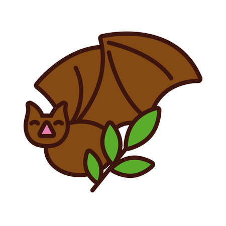 leafs plant with bat line and fill style icon vector illustration designのイラスト素材
