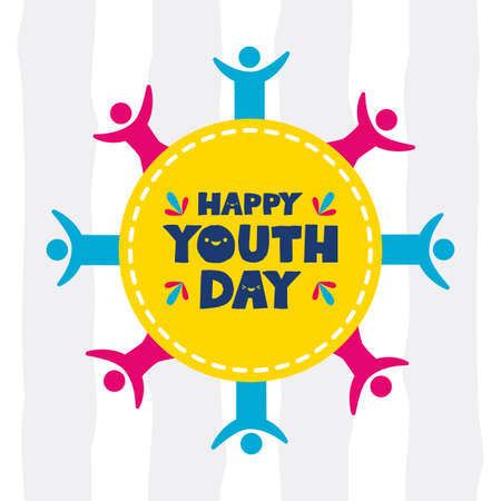 people group banner happy youth day flat design vector illustrationのイラスト素材