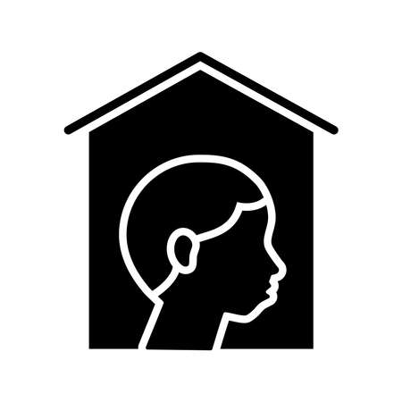 person stay at home silhouette style icon vector illustration designのイラスト素材