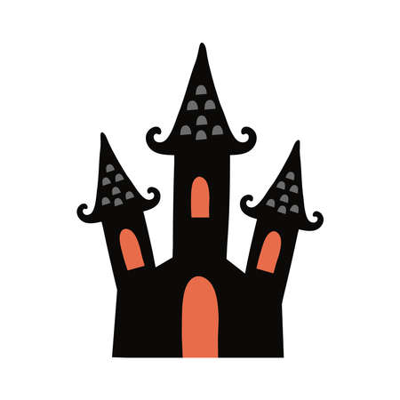 halloween dark castle flat style icon vector illustration designのイラスト素材