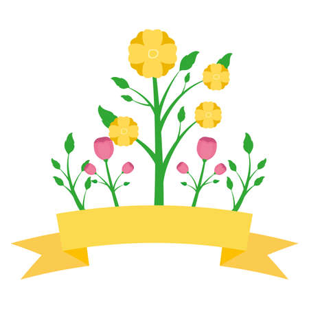 flowers decoration gardening flat design vector illustrationのイラスト素材