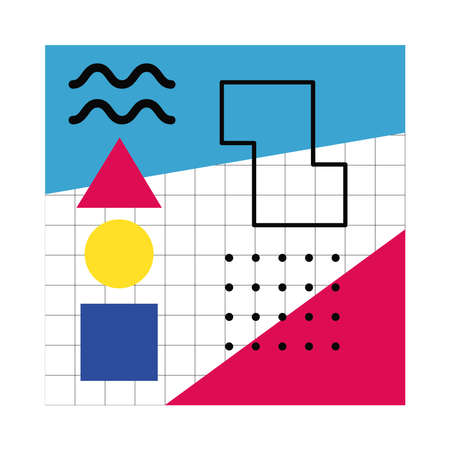 abstract poster with colors and figures geometrics vector illustration designのイラスト素材