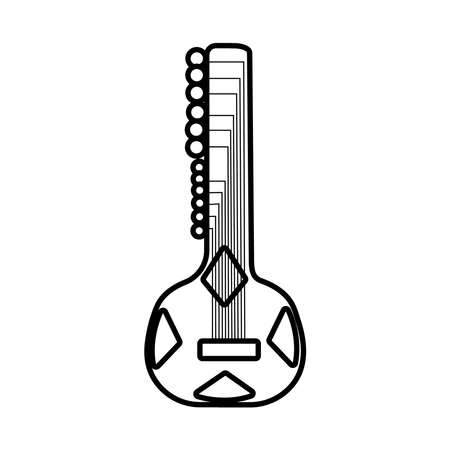 guitar of eleven strings instrument line style icon vector illustration designのイラスト素材