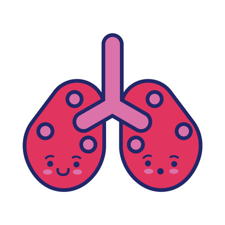 lungs with covid19 virus particles  and fill style vector illustration design