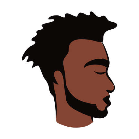 profile young afro man ethnicity with beard flat style icon vector illustration designのイラスト素材