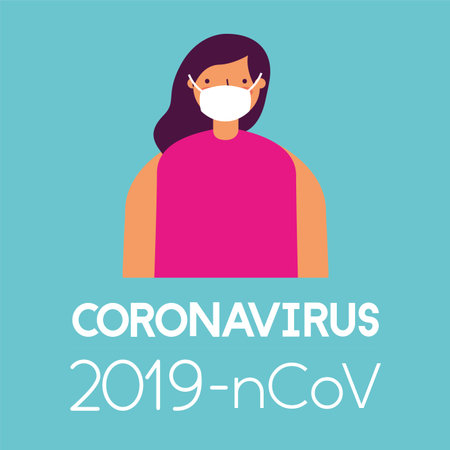 woman using face mask for covid19 vector illustration designのイラスト素材
