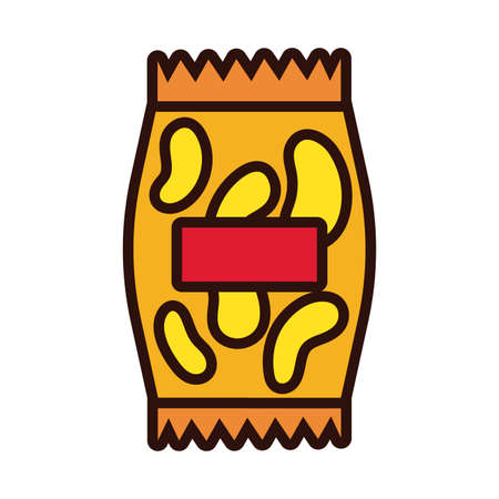 chips snacks line and fill style vector illustration designのイラスト素材