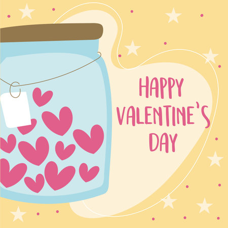 valentines day card with hearts in mason jar vector illustration designのイラスト素材