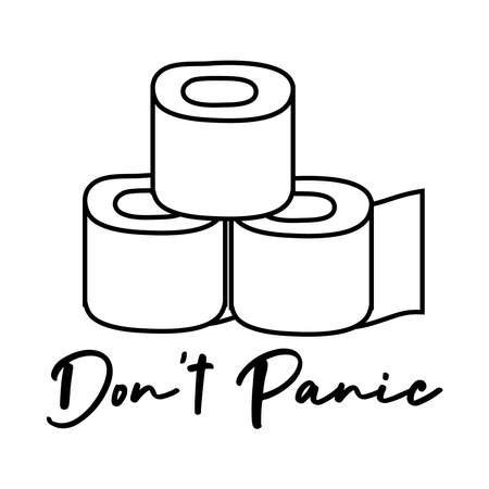 dont panic lettering with toilet paper rolls line style vector illustration designのイラスト素材