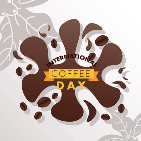 international coffee day celebration with splash liquid vector illustration designのイラスト素材
