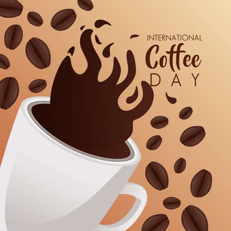 international coffee day celebration with cup and splash vector illustration designのイラスト素材