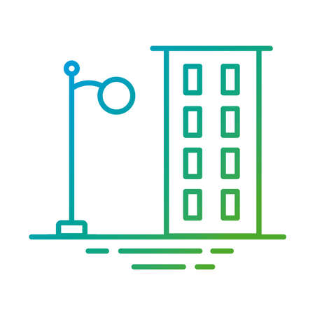 building construction facade with lamp city gradient style icon vector illustration designのイラスト素材