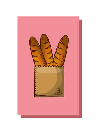 Baguette bread design, Bakery food shop traditional quality style and breakfast theme Vector illustrationのイラスト素材