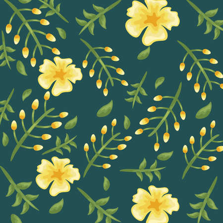 Flowers color yellow pattern detailed style vector illustration designのイラスト素材