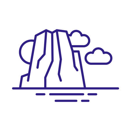 big rock landscape scene line style vector illustration designのイラスト素材