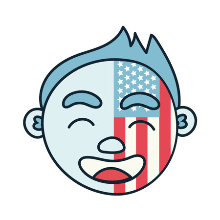 man with usa flag painted line and fill style vector illustration designのイラスト素材