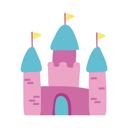 cute castle fairytale hand draw style icon vector illustration designのイラスト素材