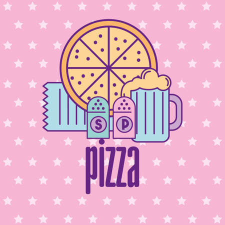 Fast food and pizza design, restaurant menu dinner lunch cooking meal and tasty theme Vector illustrationのイラスト素材