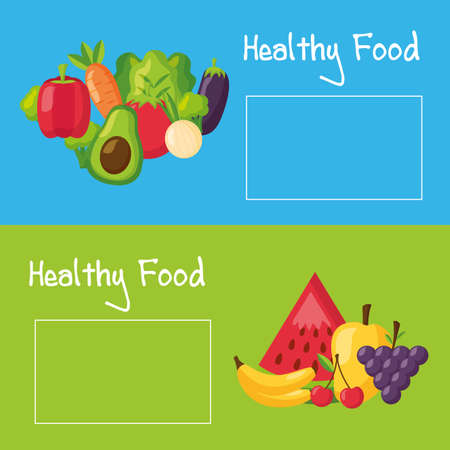 Healthy and organic food design, Fresh natural market product quality and eco theme Vector illustrationのイラスト素材