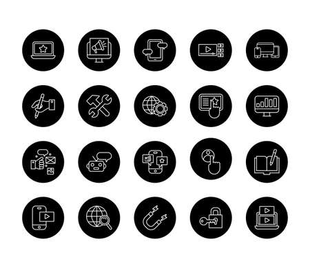 set of digital contents icons vector illustration designのイラスト素材