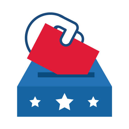hand with vote card usa election flat style icon vector illustration designのイラスト素材