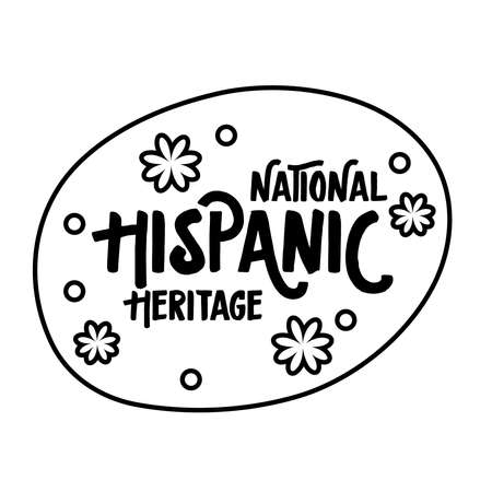 national hispanic heritage lettering with confetti in circle line style icon vector illustration designのイラスト素材