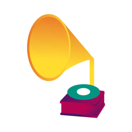 gramophone music player line and fill style icon vector illustration designのイラスト素材