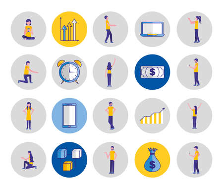 people and bundle business icons vector illustration designのイラスト素材