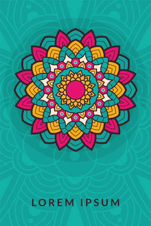 decorative floral mandala with blue background vector illustration designのイラスト素材