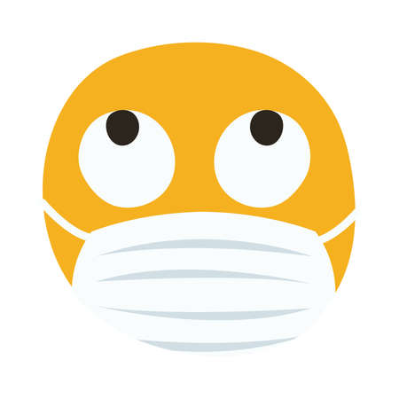 emoji Thoughtful wearing medical mask hand draw style vector illustration designのイラスト素材