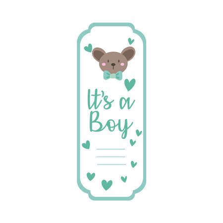 baby shower frame card with koala and lettering its a boy hand draw style vector illustration designのイラスト素材