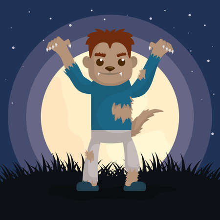 boy dressed in happy halloween wolf costume vector illustrationのイラスト素材