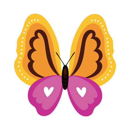 beautiful butterfly yellow insect flat style icon vector illustration designのイラスト素材