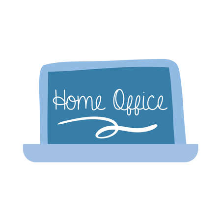 home office campaing lettering in laptop flat style vector illustration designのイラスト素材