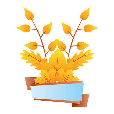 autumn branch with leafs blue label vector illustration designのイラスト素材