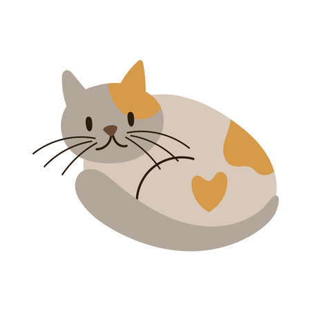 cute little cat pet hand draw style icon vector illustration designのイラスト素材