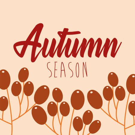 hello autumn season branches and seeds vector illustration designのイラスト素材